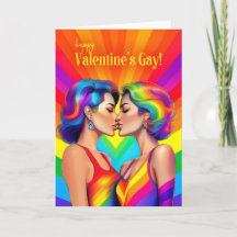 Valentine's Lesbian Couple Rainbow Pop Art