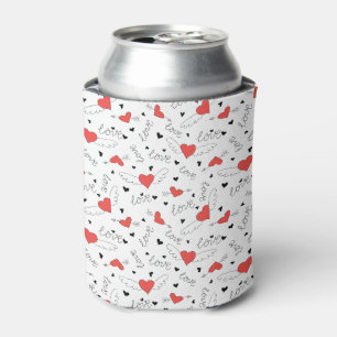 Valentines love bird red heart pattern can cooler