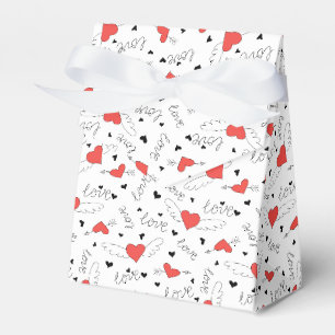 Valentines love bird red heart pattern favour box