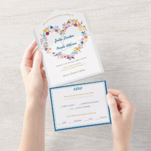 Valentines Love Flowers Bloom Wedding All In One Invitation