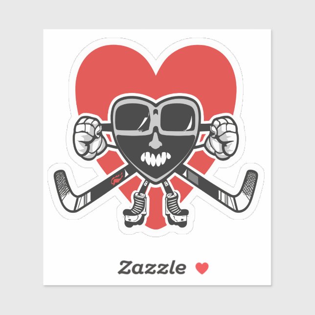 Valentines love Heart Showing Hockey Skills Love (Sheet)