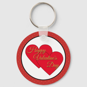 Valentine's Love Hearts And Polka Dots Key Ring