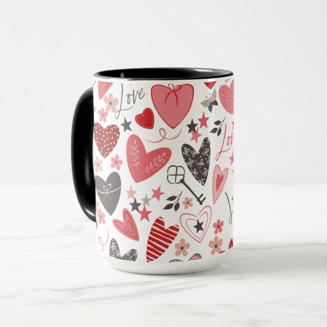 Valentine's Love Hearts, Keys Mug (Front Left)