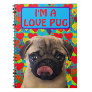 Valentines Love Hearts Photo Pug Dog Notebook