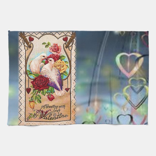 valentines love kitchen hand towel (Horizontal)