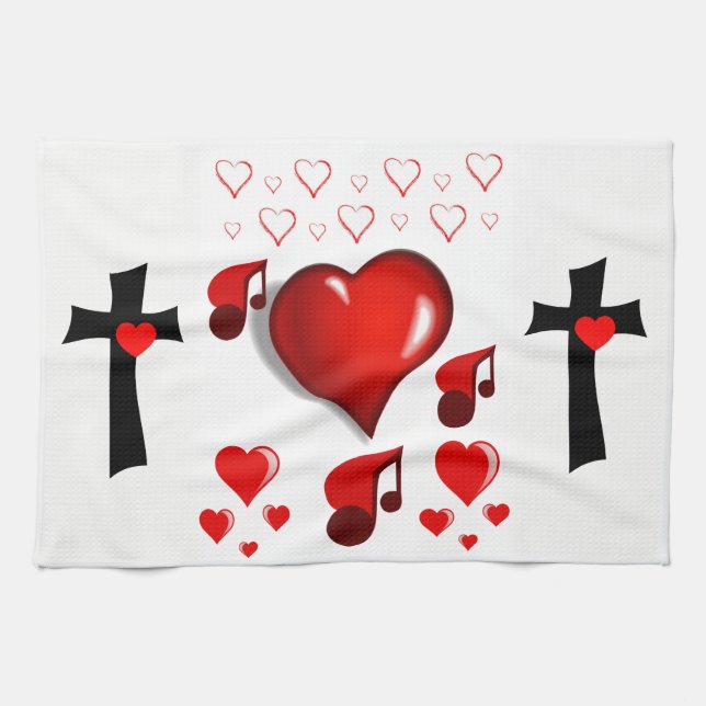 valentines love kitchen hand towel (Horizontal)