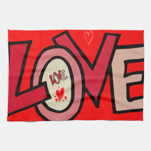 valentines love kitchen hand towel