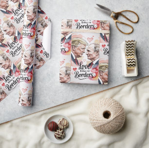 Valentine's Love Knows No Border Wrapper Wrapping Paper