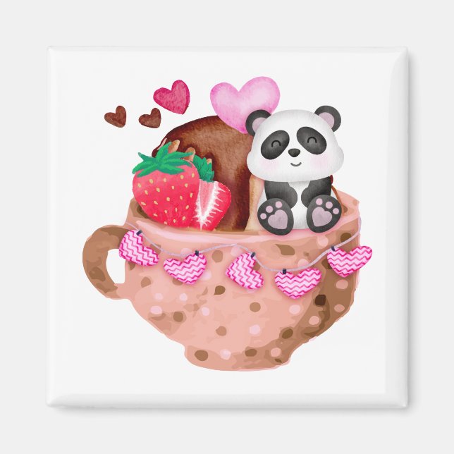 Valentine's Love Panda Mug Square Magnet (Front)