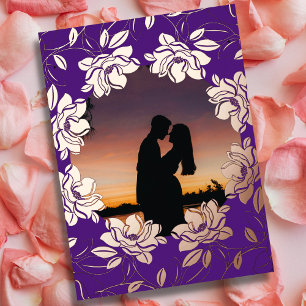 Valentines Love picture flowers and poetry custom Foil Holiday Card
