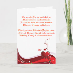 Valentines love poem holiday card