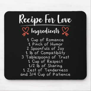 Valentines Love Poem Recipe For Love Romance Gift Mouse Mat