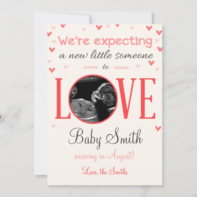 Valentine's Love Pregnancy Ultrasound Announcement (Front)