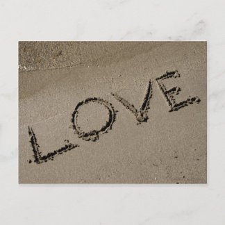 Valentines Love Written on the Sand Holiday Postcard