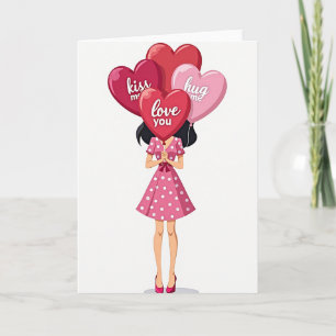 Valentines Love You Kiss Hug Card