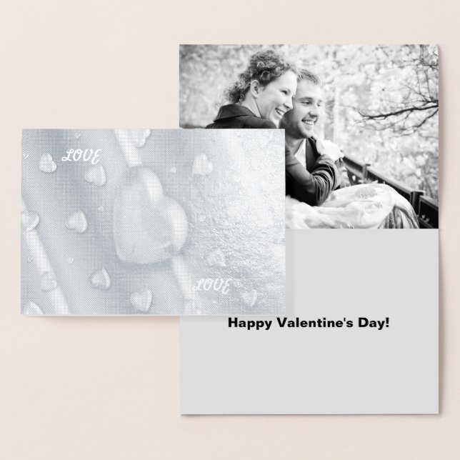 Valentine's Love Yummy Hearts, Add Photo and Quote Foil Card (Display)