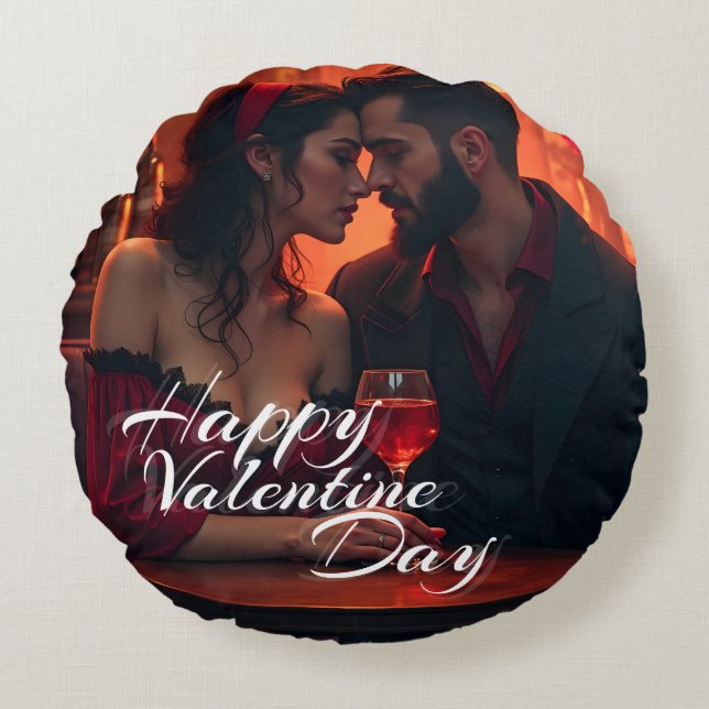 Valentine's Magic with Romantic Togetherness Round Cushion (Front)