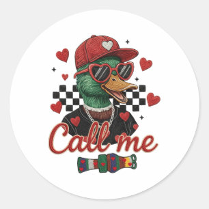 Valentines Mallard Duck Hunting Crochet Latch Hook Classic Round Sticker