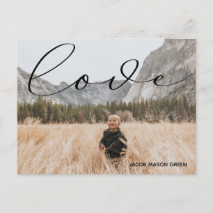 Valentines Minimalist love script Photo Postcard