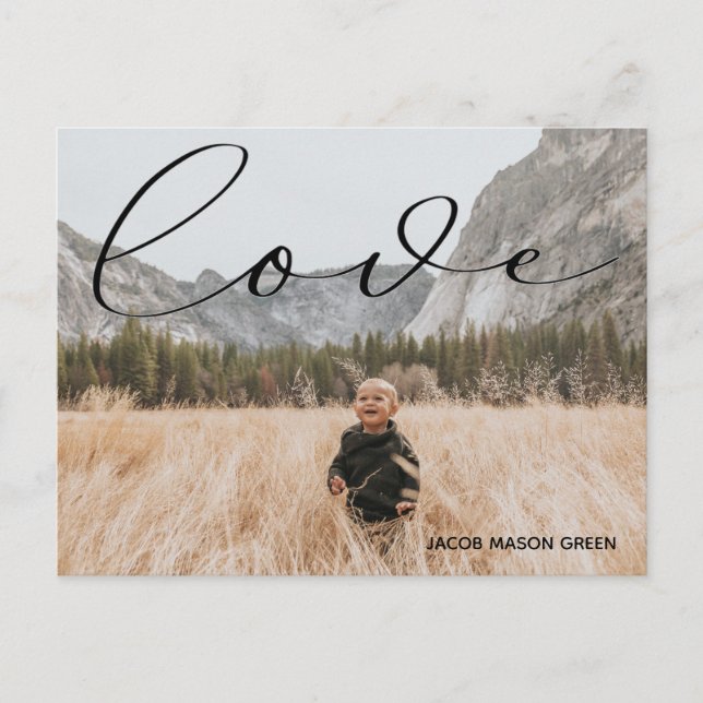 Valentines Minimalist love script Photo Postcard (Front)