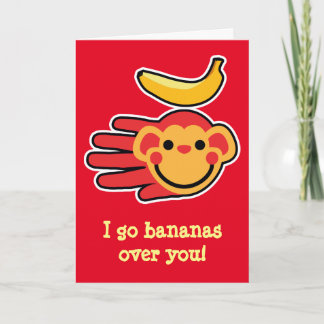 Valentine's monkey I go bananas over you Holiday Card