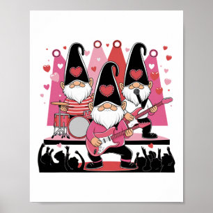 Valentines Musical Gnome Nd Stage Love Guitar Drum Poster