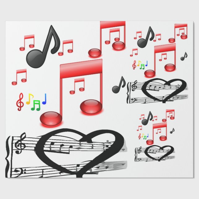 Valentine's musician's wrapping paper for person (Flat)