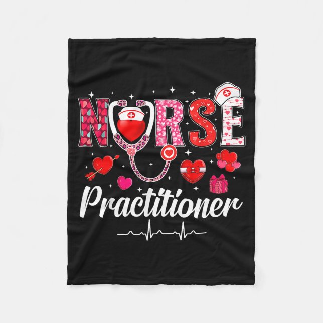 Valentines Nurse Practitioner Scrubs Nurse Life St Fleece Blanket (Front)