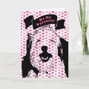 Valentines - Olde English Sheepdog Silhouette Holiday Card