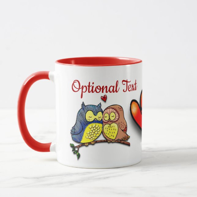Valentine's Owls Couple Mug (Left)