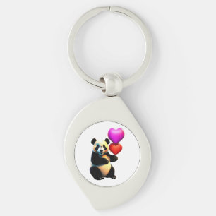 Valentine's Panda & Heart Balloon, Valentine's Day Key Ring