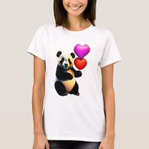 Valentine's Panda & Heart Balloon, Valentine's Day T-Shirt