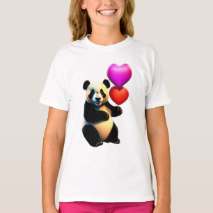 Valentine's Panda & Heart Balloon, Valentine's Day T-Shirt