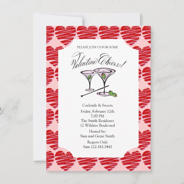 Valentine's Party Cocktails Invitation (Front)