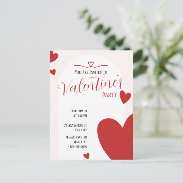 Valentine's Party Invitation Editable Design Postcard (Standing Front)