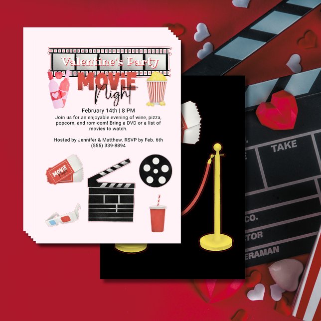  Valentine's Party Movie Night Flyer (Valentine's Party Movie Night Flyer)