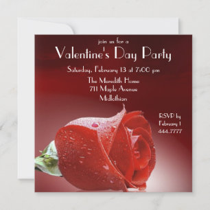 Valentine's Party Rosebud Invitation