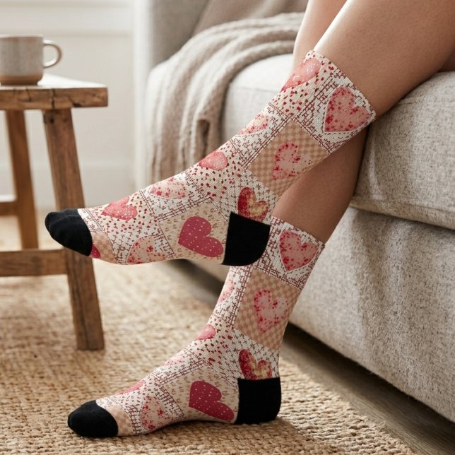 Valentine's Patchwork Heart Socks (Creator Uploaded)