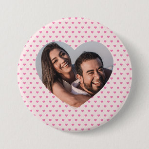 Valentines Personalized pink Heart Shape  7.5 Cm Round Badge