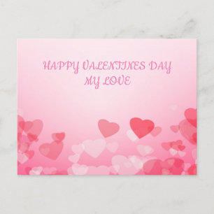 Valentine's pink and red hearts postcard