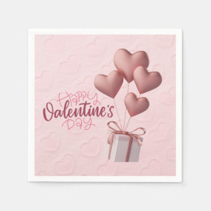 Valentine's Pink Balloons Paper Napkin