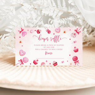 Valentines pink heart diaper raffle ticket enclosure card