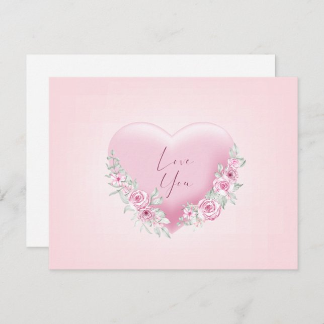 Valentines Pink Heart Invitation (Front/Back)