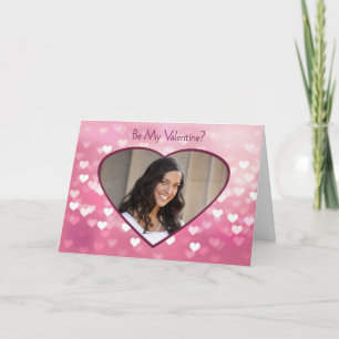 Valentine's Pink Hearts Photo Card Card