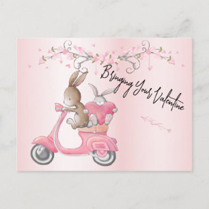 Valentines Pink Moped Hearts  Postcard