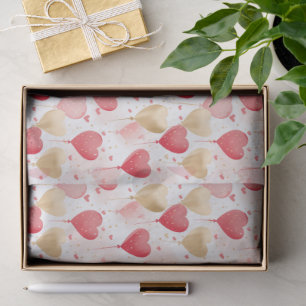 Valentine's Pink Red and Gold Heart Balloons  Tissue Paper