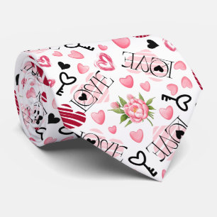 Valentines Pink Roses Tie