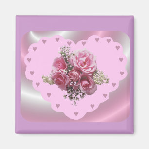 VALENTINES PINK SWIRL HEART MAGNET