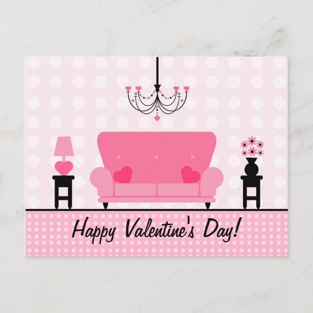 Valentine's Postcard - Pink Living Room (Front)