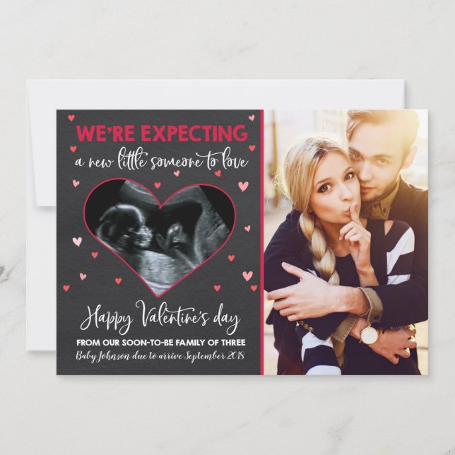Valentine's Pregnancy Announcement Ultrasound Card (Front)